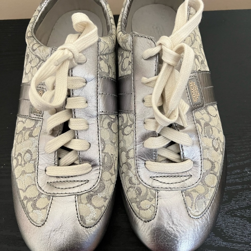 Coach silver tennis shoes 7 1/2 size